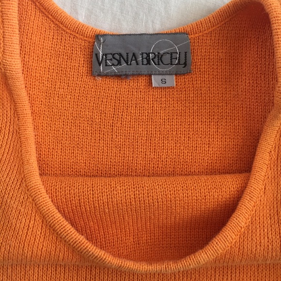 EUC Vintage 80’s Tangerine Orange Knit Designer Cropped Tank Top in Size Small - Picture 7 of 11